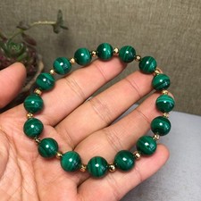 10mm Natural malachite gemstone Crystal chain beads bracelet 38-39g A4100 picture