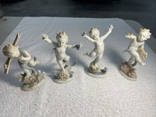 4 Vtg Porcelain Metzler & Ortloff Dancing Cherubs Four Seasons Germany 5.5