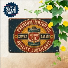 Vintage Motor Oil Decal Design Tin Sign Retro Garage Gas Station Wall Decor picture