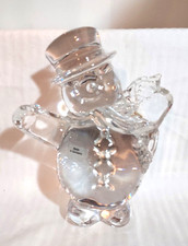 thick glass snowman figure 6.5 inch high and 5 inch wide pre-owned picture