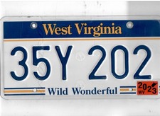 WEST VIRGINIA passenger 2023 license plate 