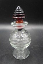 Vintage c.1920's Clear Frye Glass Co. Perfume Bottle W/ Red Beehive Stopper picture
