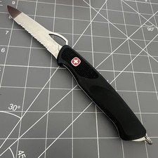 Rare Retired Wenger Swiss Army Ranger Clip 151 Folding Knife Swiss Serrated Blk picture