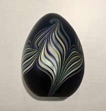 Vtg Orient & Flume Iridescent Purple & Blue Egg￼ Paperweight Signed 1976 picture