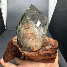 2.14LB Natural Red Phantom Quartz Obelisk Crystal Tower Point Reiki Decor+Stand picture