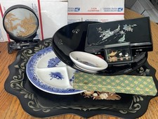 Curated Vintage Mid-Century Asian & Pacific Rim Home Decor Estate Lot geta picture