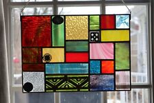 Large Stained Glass Window Panel Featuring Antique Glass Fragments Bright colors picture