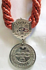 VINTAGE IOOF INDEPENDENT ORDER OF ODD FELLOWS MEDALLION MEDAL BRAIDED ROPE CORD picture