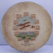 Antique 1913 Advertising Calendar Plate Airplane The Cannan Mercantile Co CT picture
