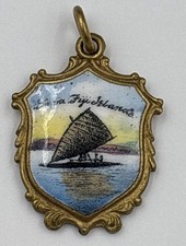 Rare Vintage Enamel Shield Charm Suva Fiji Islands EP Travel Souvenir Pendant picture