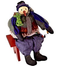 Vtg artist Snowman doll Xmas Folk Art Shelf Sitter prim OOAK April Cummins 23