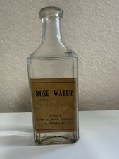 Antique John H Wood Rose Water Apothecary Bottle Philadelphia PA picture