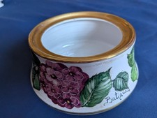 ​Vintage Batignani Italy Fine Ceramic Bowl Hand Painted Hydrangea Pure Gold Gilt picture