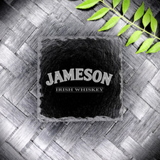 JAMESON Irish Whiskey Slate Coaster Brand New Handcrafted Laser Engraved Set 4 picture
