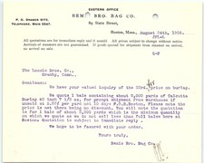 1906 Bemis Bro. Bag Co. Burlap Quote Letter, Boston picture