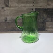 VTG 1960-70s Anchor Hocking Green Swirl Water Tea Pitcher Ice Lip Home Decor picture