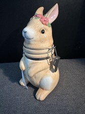 Boston Warehouse Bunny Rabbit Ceramic Hinged Jar Floral Easter Spring Decor 8” picture