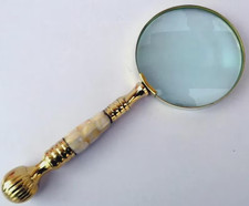 Vintage Brass Magnifying Glass: Mother of Pearl Handle, Map Reading gift for eve picture