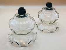 Vintage Homco Peg Votive/Candlestick Holders Ruffled Top Optic Glass Pale Green picture