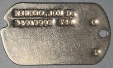 Original Authentic WWII T-44 Dog Tag Joe D. Kimbro picture