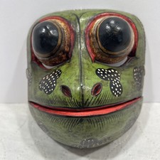 Vintage Balinese Hand-carved Hand-painted wooden Godogan Frog mask picture