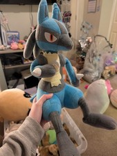 Lucario Sitting Wink Pokemon Banpresto Bandai Spirits Japan 12” Plush Eating picture