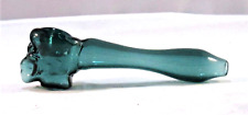 4” Glass Smoking Hand Pipe Teal Green Clear Skull Herb bowl Tobacco picture