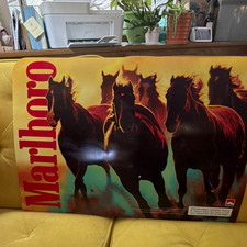 Vintage Marlboro Horses Tobacco Advertising Sign Running Horses 2001 26X18 RARE picture