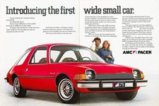 AMC Pacer Wide Small Car Red Automobile 1975 Introduction Vtg Magazine Print Ad picture