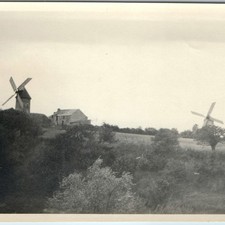 c1910s Savenay France Snapshot Photo Two Windmills Rural Landscape WWI Era Vtg picture