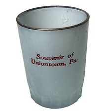 UNIONTOWN Pennsylvania PA Antique DEPRESSION WHITE MILK Glass Souvenir CUP picture