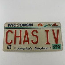 1989 Wisconsin Personalized Auto License Plate CHAS IV picture