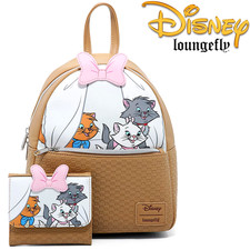 π₯ Loungefly Disney Aristocats Kittens Basket Mini Backpack Wallet Set NWT picture