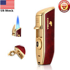 Red Windproof Metal 3 Jet Torch Flame Cigar Cigarette Lighter With Punch Gas picture