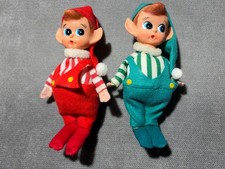 Vintage 1960's Elves Pixies Boy Girl Felt Bendable Arms Japan MCM picture