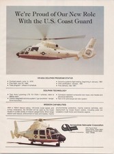 Aerospatiale HH-65A Dolphin US Coast Guard Vintage Print Ad 1980 picture