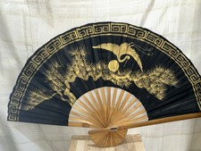 Lrg. Bamboo Vtg. Oriental Handmad 40” X 24” Wall Fan. Made In Thailand picture