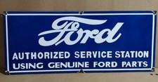 Ford Authorized Service Station Porcelain Enamel Sign  36 x 15 Inches 1 Side picture