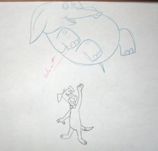 1958 HUCKLEBERRY HOUND OPENING  HANNA-BARBERA ORIGINAL PRODUCTION cel DRAWING picture