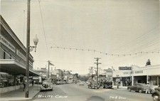 Willits California Main Street RPPC Vintage Cars Little Lake Garage 1940s picture