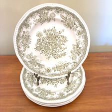 4 Kensington Staffordshire Balmoral Bread Cheese Plates Green Scalloped 7