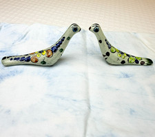 Vintage Tonala, Mexico Pottery Birds PAIR Hand Painted Folk Art Figurines 1970s picture