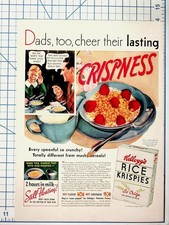 1939 Kellogg's Rice Krispies Cereal Ad Vintage Print Crisp Snap Crackle Pop picture