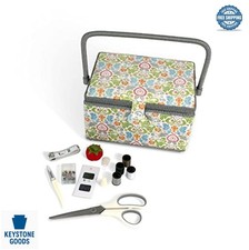 Sewing Basket Kit 10.25 x 7.5 x 6 In Filled Essential Supplies Scissors Thread picture