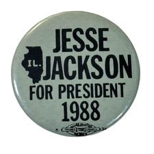 Vintage 1988 Jesse Jackson For President Campaign Pinback Button Illinois picture
