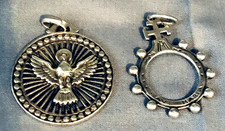 Vtg PARENTI   Sterling Silver Dove of Peace and Finger Rosary Medals, Charms picture