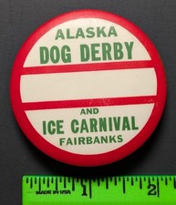Vintage Alaska Dog Derby Ice Carnival Fairbanks Pinback Pin picture