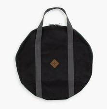 Barebones Living Fire Pit Grill Grate Carry Round Bag Black Leather Tag Zippered picture