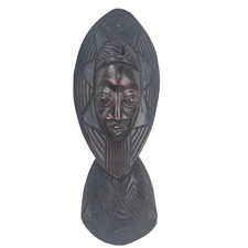 Vtg Carved Wooden Bust African Tribal Art Mask Decorative Statue Ghana  16x6 picture