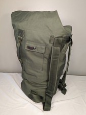 Very Good - Military Duffel Bag Rucksack Olive Green Heavy Duty Army Duffel USGI picture